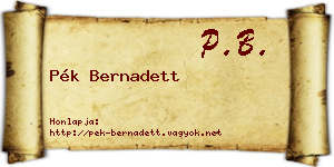 Pék Bernadett névjegykártya